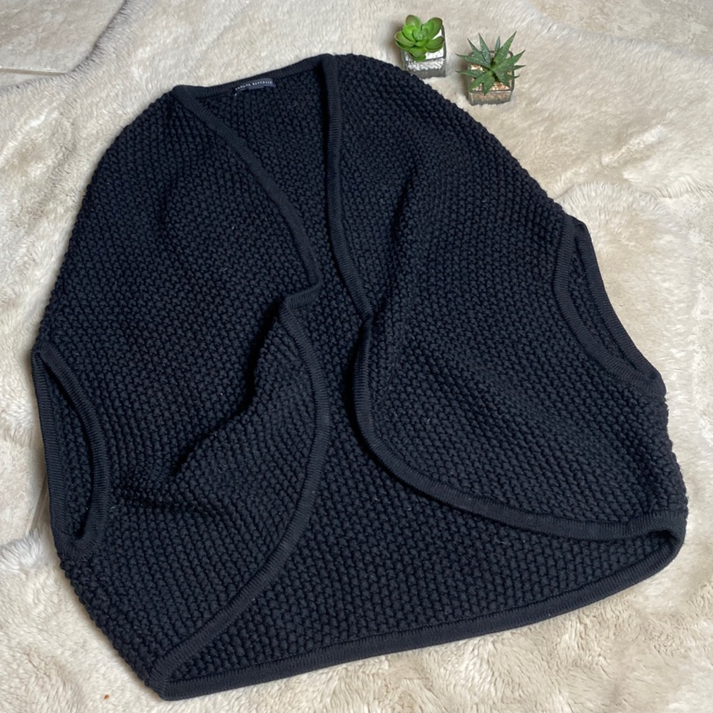 Banana Republic Open Cardigan Vest Womens Size XS / Small 100% Merino Wool Black